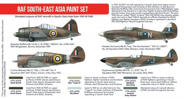 Hataka AS115 RAF South-East Asia paint set 6x17 ml
