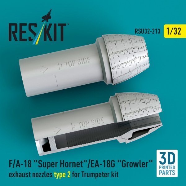 RESKIT RSU32-0213 F/A-18 "Super Hornet"/EA-18G "Growler" exhaust nozzles type 2 for Trumpeter kit (3D Printed) (1/32)