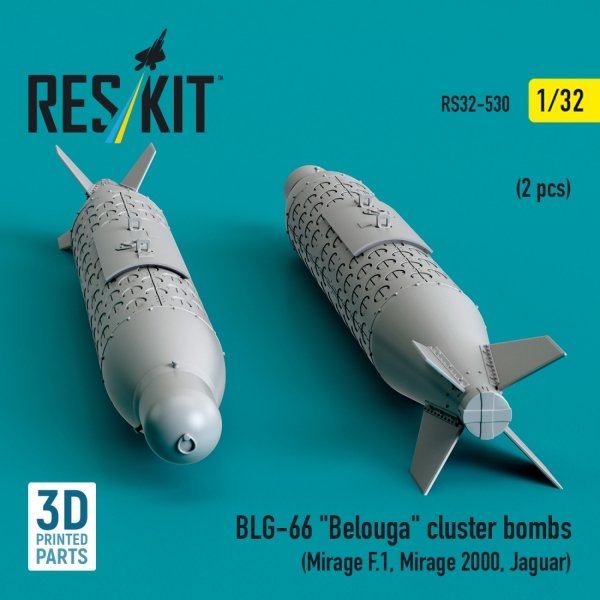 RESKIT RS32-0530 BLG-66 &quot;Belouga&quot; cluster bombs (2 pcs) (3D Printed) 1/32