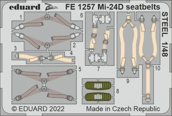Eduard FE1257 Mi-24D seatbelts STEEL TRUMPETER 1/48