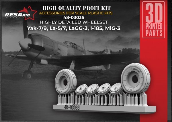 RESArm 48-03035 YAK 7-9 LA 5-7 LAGG 3 MIG-4 - Wheels under load (3D resin printing) 1/48