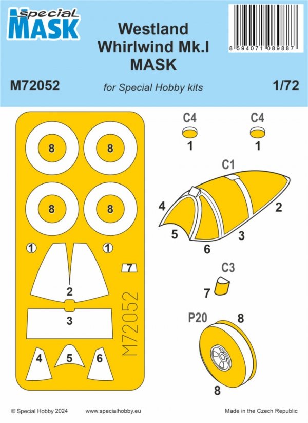 Special Hobby M72052 Westland Whirlwind Mk.I Mask (For Special Hobby Kits) 1/72