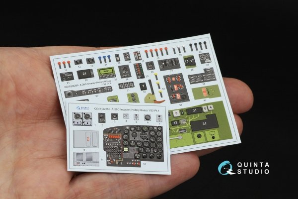 Quinta Studio QD+32250 A-26C Invader 3D-Printed &amp; coloured Interior on decal paper (Hobby Boss) (with 3D-printed resin parts) 1/32