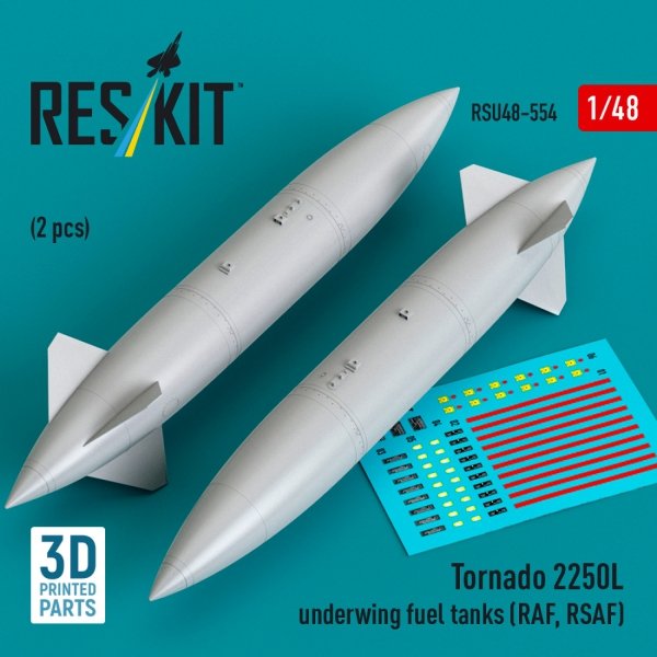 RESKIT RSU48-0554 Tornado 2250L underwing fuel tanks (RAF, RSAF) (2 pcs) (3D Printed) (1/48)
