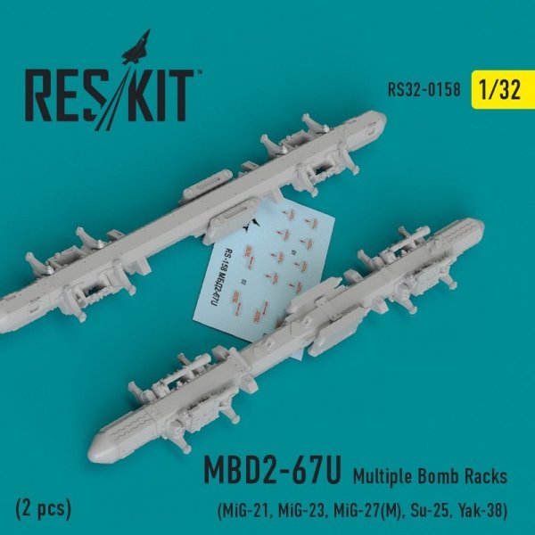 RESKIT RS32-0158 MBD2-67U Multiple Bomb Racks (2 pcs) 1/32