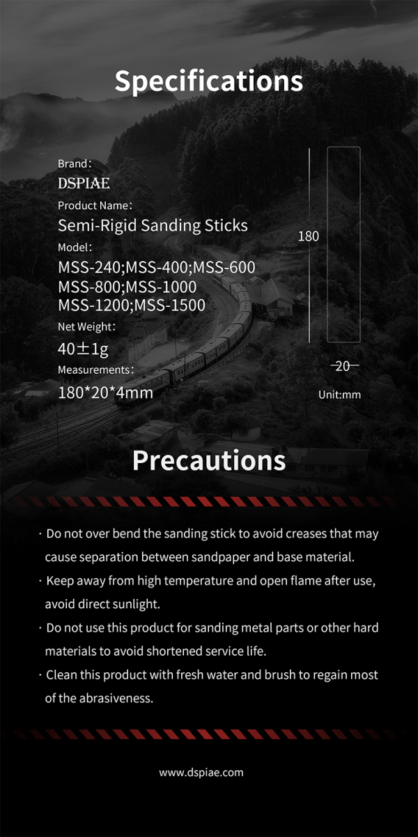 DSPIAE MSS-400 Semi-Rigid Sanding Sticks #400 x 3 PCS / pilnik elastyczny - ścierny