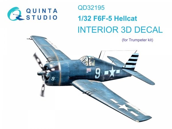 Quinta Studio QD32195 F6F-5 Hellcat 3D-Printed &amp; coloured Interior on decal paper (Trumpeter) 1/32