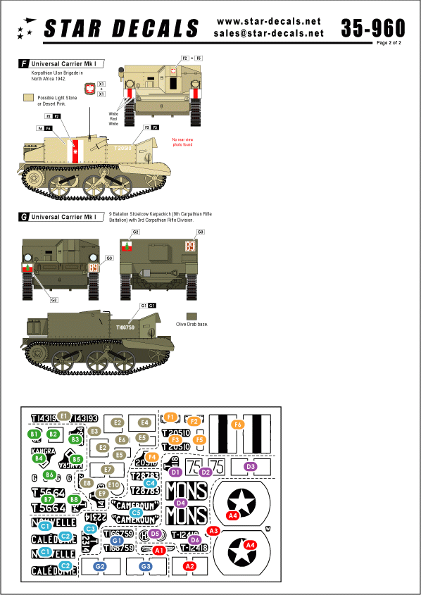 Star Decals 35-960 Universal Carriers Mk I 1/35