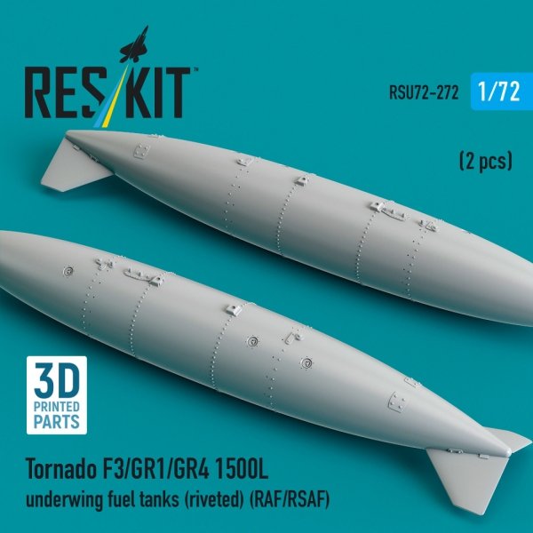 RESKIT RSU72-0272 Tornado F3/GR1/GR4 1500L underwing fuel tanks (riveted) (RAF/RSAF) (2 pcs) (3D Printed) (1/72)