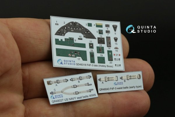 Quinta Studio QD48318 F4F-3 late 3D-Printed &amp; coloured Interior on decal paper (Hobby Boss) 1/48