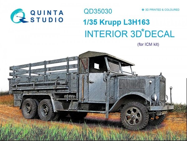 Quinta Studio QD35030 Krupp L3H163 3D-Printed &amp; coloured Interior on decal paper (for ICM kit) 1/35