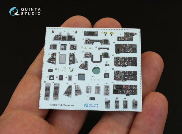Quinta Studio QD48070 F-14D 3D-Printed &amp; coloured Interior on decal paper (for Tamiya kit) 1/48