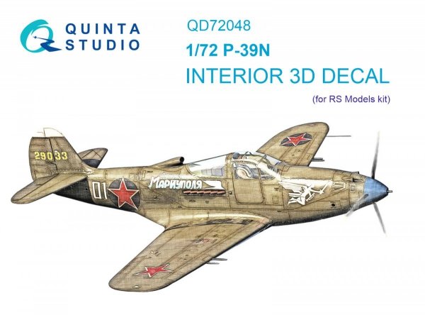 Quinta Studio QD72048 P-39N 3D-Printed &amp; coloured Interior on decal paper (RS Models) 1/72
