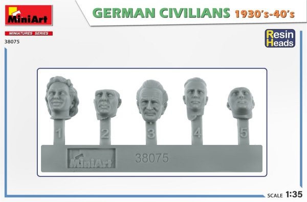 MiniArt 38075 GERMAN CIVILIANS 1930-40S. RESIN HEADS 1/35