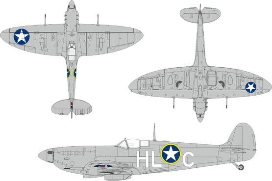 Eduard JX349 Spitfire Mk. Vb early US national insignia KOTARE 1/32