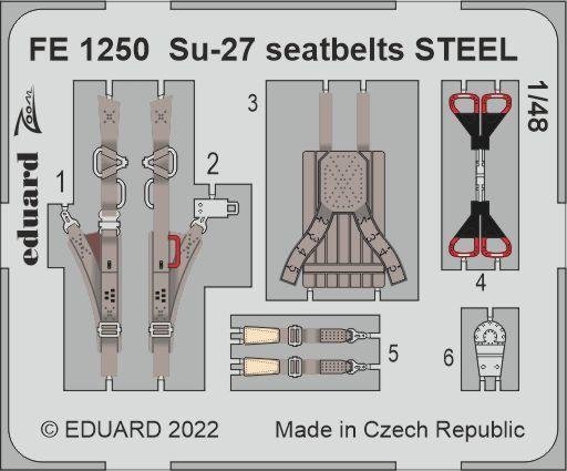 Eduard FE1250 Su-27 seatbelts STEEL GREAT WALL HOBBY 1/48