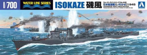 Aoshima 03779 Japanese Navy Destroyer Isokaze 1945 Water Line Series No. 448 1/700