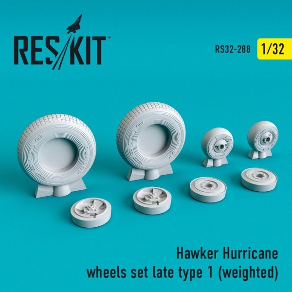 RESKIT RS32-0288 HAWKER HURRICANE WHEELS SET (LATE TYPE 1) (WEIGHTED) 1/32