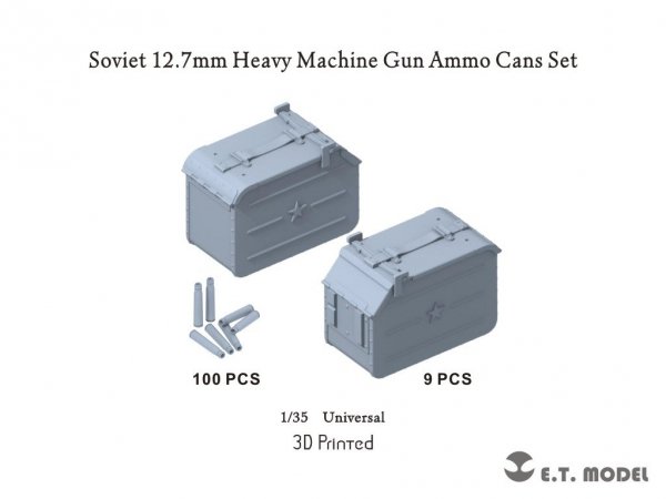 E.T. Model P35-248 Soviet 12.7mm Heavy Machine Gun Ammo Cans Set (3D Printed) 1/35
