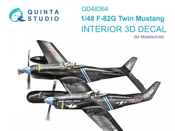 Quinta Studio QD48364 F-82G Twin Mustang 3D-Printed &amp; coloured Interior on decal paper (Modelsvit) 1/48
