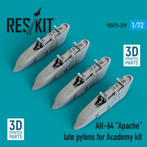 RESKIT RSU72-0229 AH-64 &quot;APACHE&quot; LATE PYLONS FOR ACADEMY KIT (3D PRINTED) 1/72