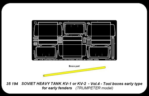 Aber 35194 Russian heavy tank KV-1, KV-2 - vol. 4 - additional set - tool boxes early type for early fenders (1:35)