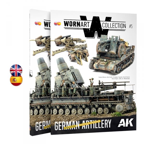 AK Interactive AK4907 WORN ART COLLECTION ISSUE 05 – GERMAN ARTILLERY - Bilingual English/Spanish