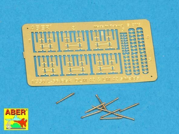 Aber 350L-56 Ships gun barrels in 1/350 scale Set of 10 pcs 3,7cm barrels for German Flak 42 with shields (1:350)