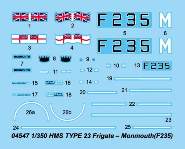 Trumpeter 04547 HMS TYPE 23 Frigate Monmouth (F235) (1:350)