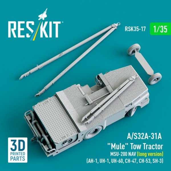 RESKIT RSK35-0017 A/S32A-31A  "Mule" Tow Tractor MSU-200 NAV (long version) (AH-1, UH-1, UH-60, CH-47, CH-53, SH-3) (3D Printed model kit) (1/35)