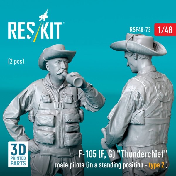 RESKIT RSF48-0073 F-105 (F, G) &quot;Thunderchief&quot; male pilots (in a standing position - type 2) (2 pcs) (3D Printed) 1/48