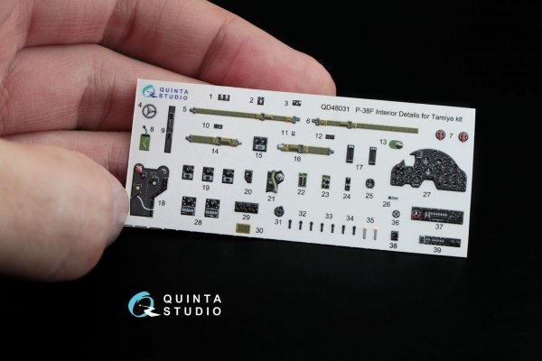 Quinta Studio QD48031 P-38F 3D-Printed &amp; coloured Interior on decal paper (for Tamiya kit) 1/48