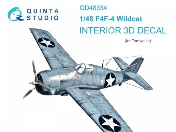 Quinta Studio QD48334 F4F-4 Wildcat 3D-Printed &amp; coloured Interior on decal paper (Tamiya) 1/48