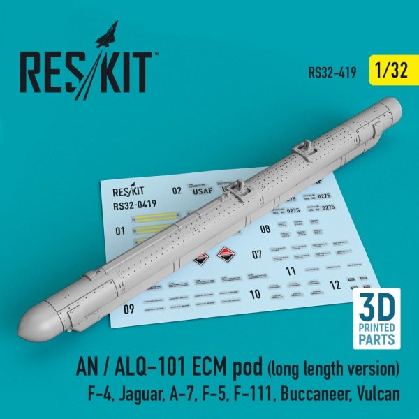 RESKIT RS32-0419 AN / ALQ-101 ECM POD (LONG LENGTH VERSION) (3D PRINTED) 1/32