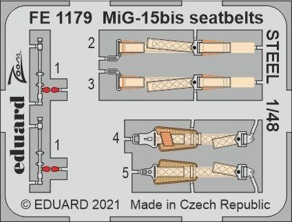 Eduard FE1179 MiG-15bis seatbelts STEEL BRONCO / HOBBY 2000 1/48