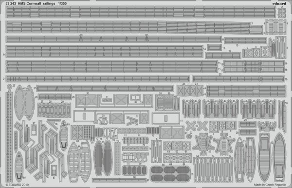 Eduard 53243 HMS Cornwall railings 1/350 TRUMPETER