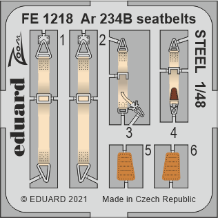Eduard FE1218 Ar 234B seatbelts STEEL HASEGAWA/HOBBY 2000 1/48