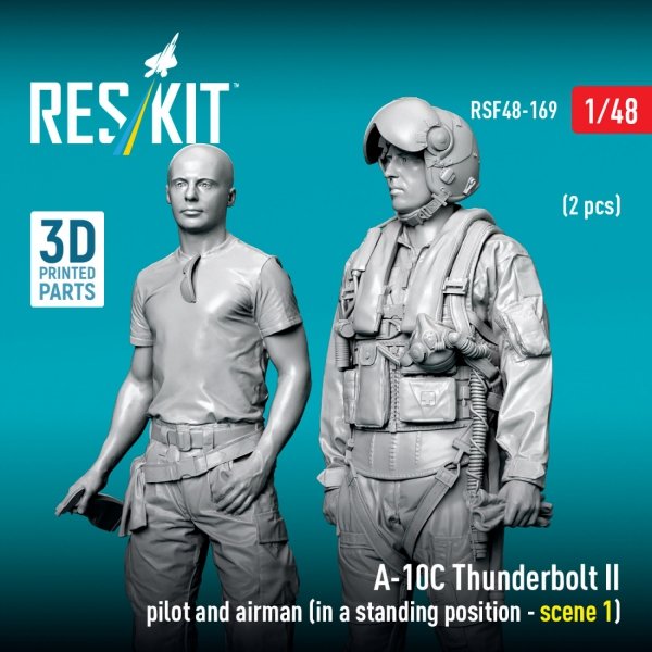 RESKIT RSF48-0169 A-10C Thunderbolt II pilot and airman (in a standing position - scene 1) (2 pcs) (3D Printed) (1/48)