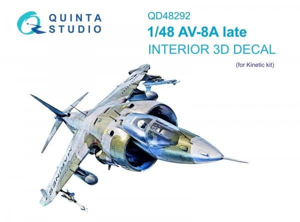 Quinta Studio QD48292 AV-8A Late 3D-Printed &amp; coloured Interior on decal paper (Kinetic) 1/48
