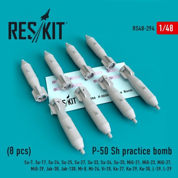 RESKIT RS48-0294 P-50 SH PRACTICE BOMBS (8 PCS) 1/48