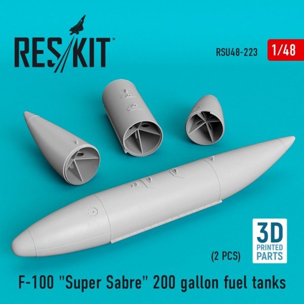 RESKIT RSU48-0223 F-100 &quot;SUPER SABRE&quot; 200 GALLON FUEL TANKS (3D PRINTING) 1/48