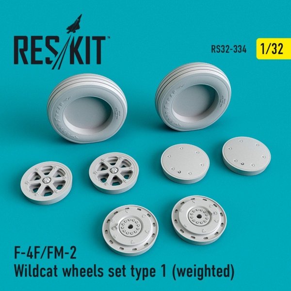RESKIT RS32-0334 F4F/FM-2 &quot;WILDCAT&quot; WHEELS SET TYPE 1 (WEIGHTED) 1/32