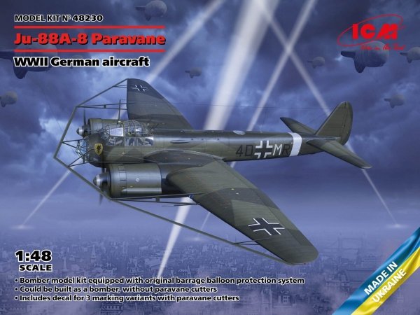 ICM 48230 Ju-88A-8 Paravane WWII German aircraft 1/48