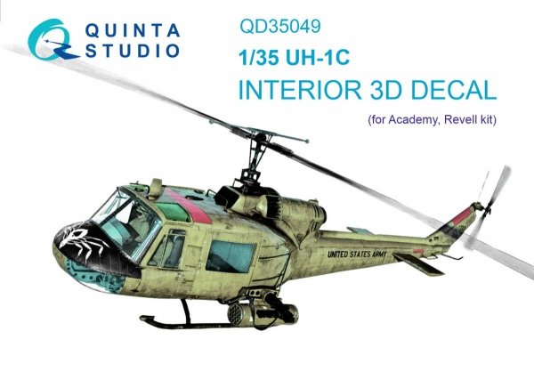 Quinta Studio QD35049 UH-1C 3D-Printed &amp; coloured Interior on decal paper ( Academy ) 1/35