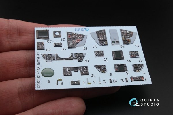 Quinta Studio QD32032 F-14A 3D-Printed &amp; coloured Interior on decal paper (for Tamiya kit) 1/32
