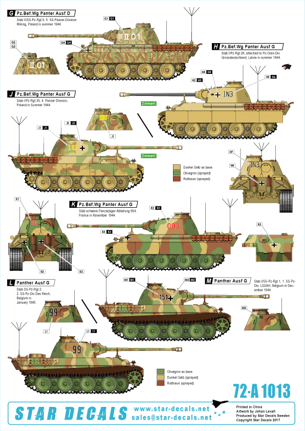 Star Decals 72-A1013 Befehlspanzer # 4. German Command 1/72