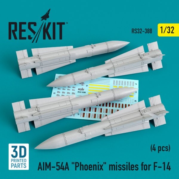 RESKIT RS32-0388 AIM-54A &quot;PHOENIX&quot; MISSILES FOR F-14 (4PCS) 1/32