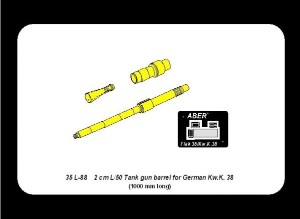 Aber 35L-088 German 2cm L/50 gun barrel for KwK 38 (1:35)	