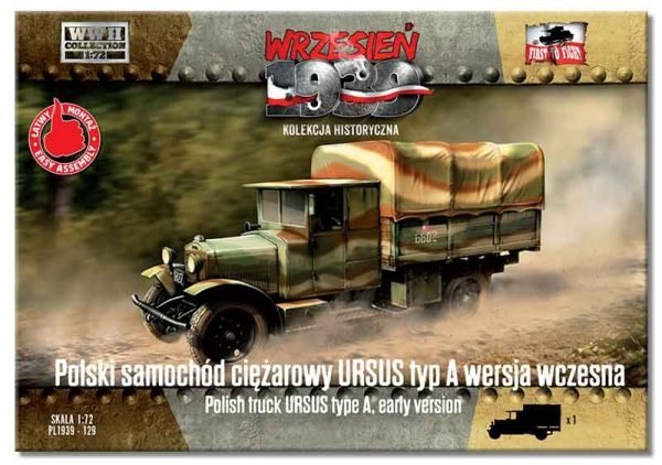 First To Fight PL129 - Polish Truck Ursus Type A, Early Version - Polski samochód ciężarowy Ursus typ A wczesna wersja 1/72