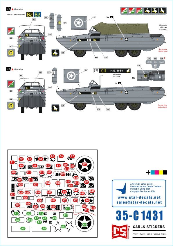 Star Decals 35-C1431 D-Day DUKW. British Amphibians # 3. 101 Coy (GT) and 377 Coy (GT) RASC. 1/35